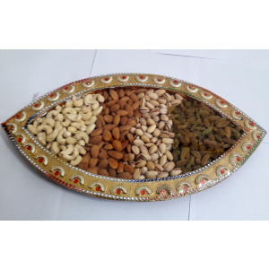 Designer mirror and red pearl diwali special tray
